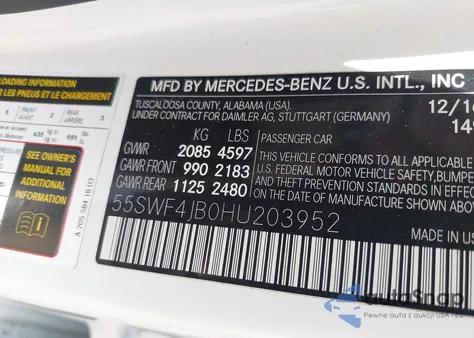 2017 Mercedes-Benz C 300 Luxury/Sport из США, поврежденный, VIN 55SWF4JB0HU203952